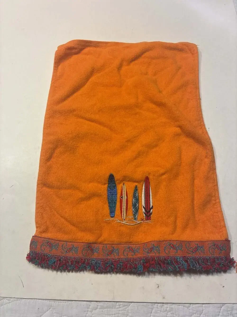 Main Street Home Creation Embroidered Surfboard Design Hand Towel
